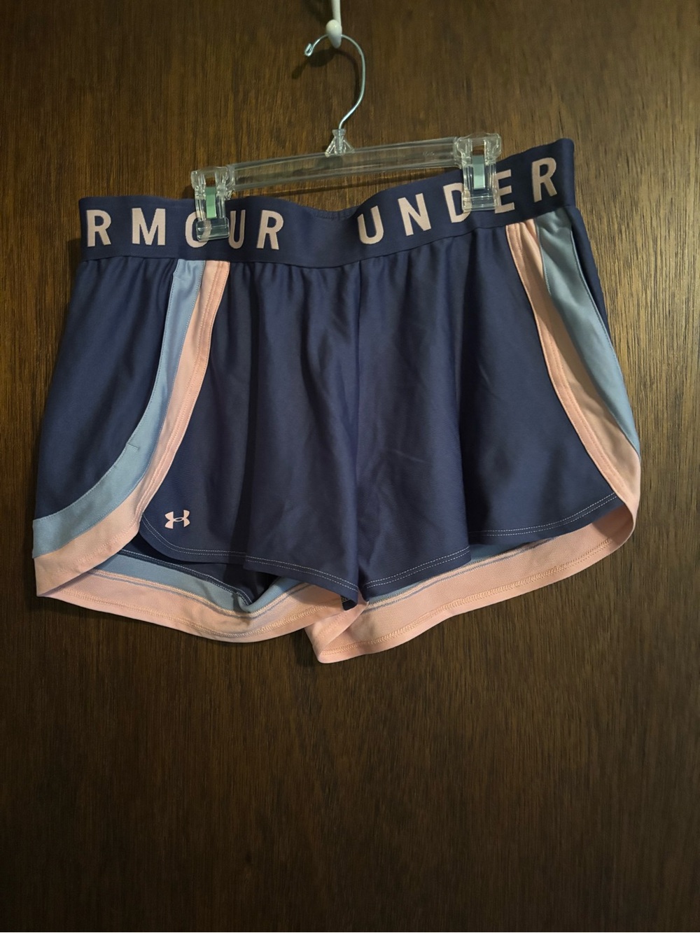 Under Armour Navy Athletic Shorts with Pink Trim